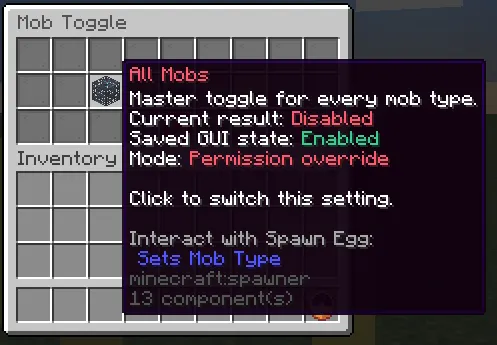 Permission override example in the GUI