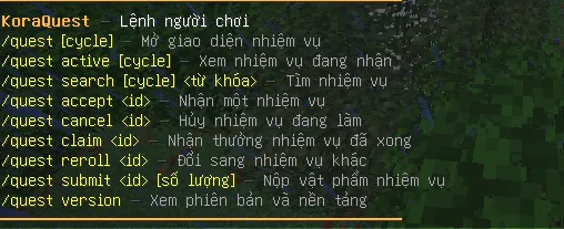 KoraQuest Commands