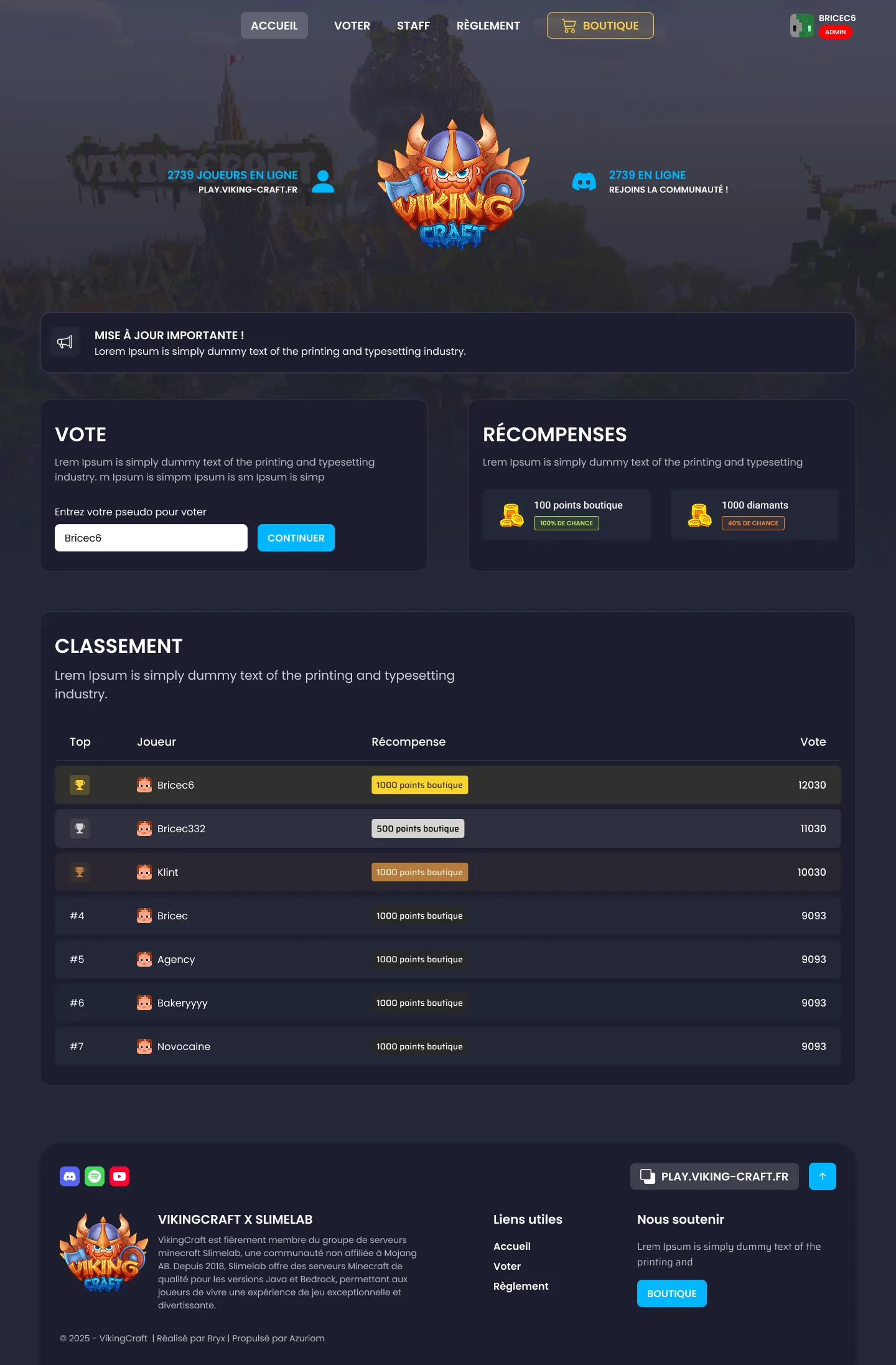 Nova Template for AzuriomCMS | BuiltByBit