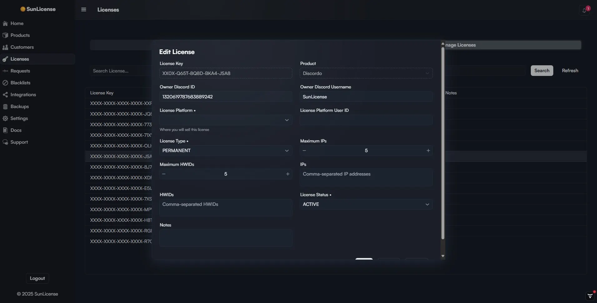 SunLicense | License Management System | BuiltByBit