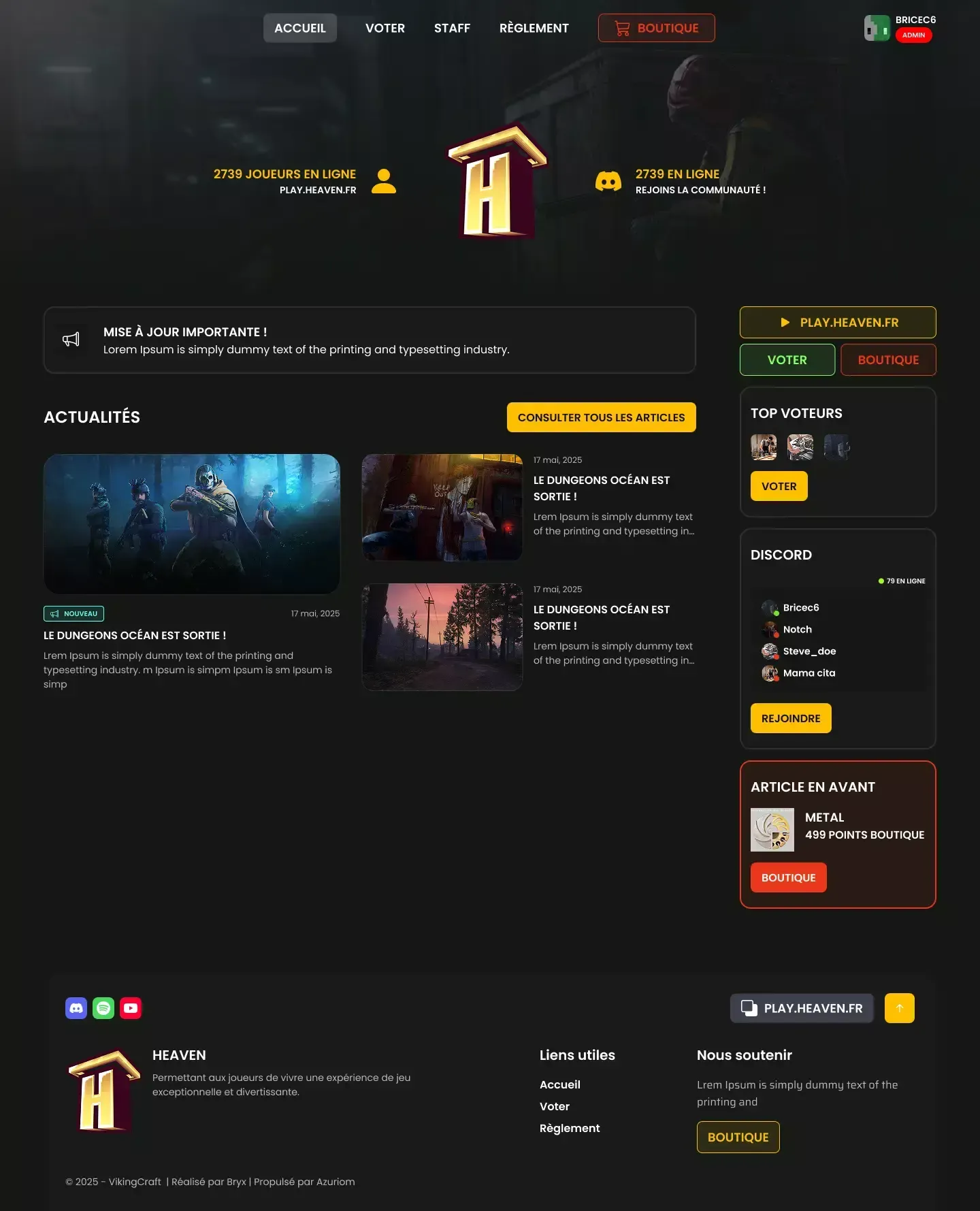 Nova Template for AzuriomCMS | BuiltByBit