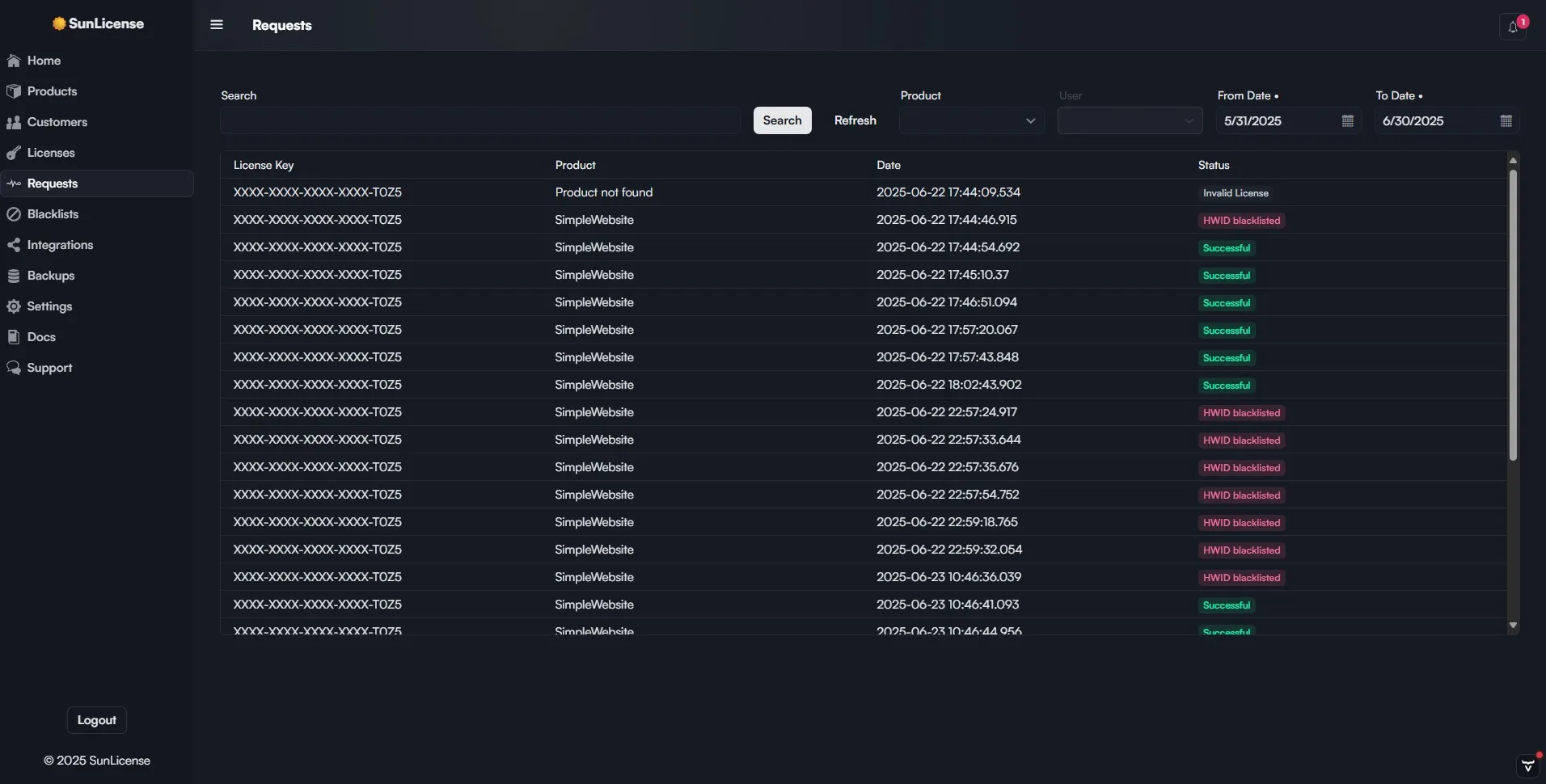 SunLicense | License Management System | BuiltByBit