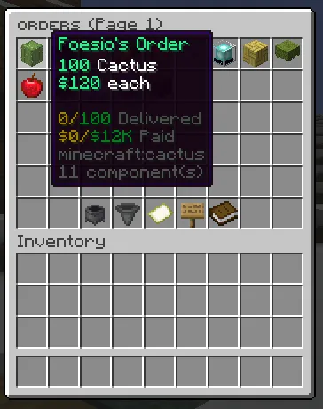Order Area, Shows all Orders.