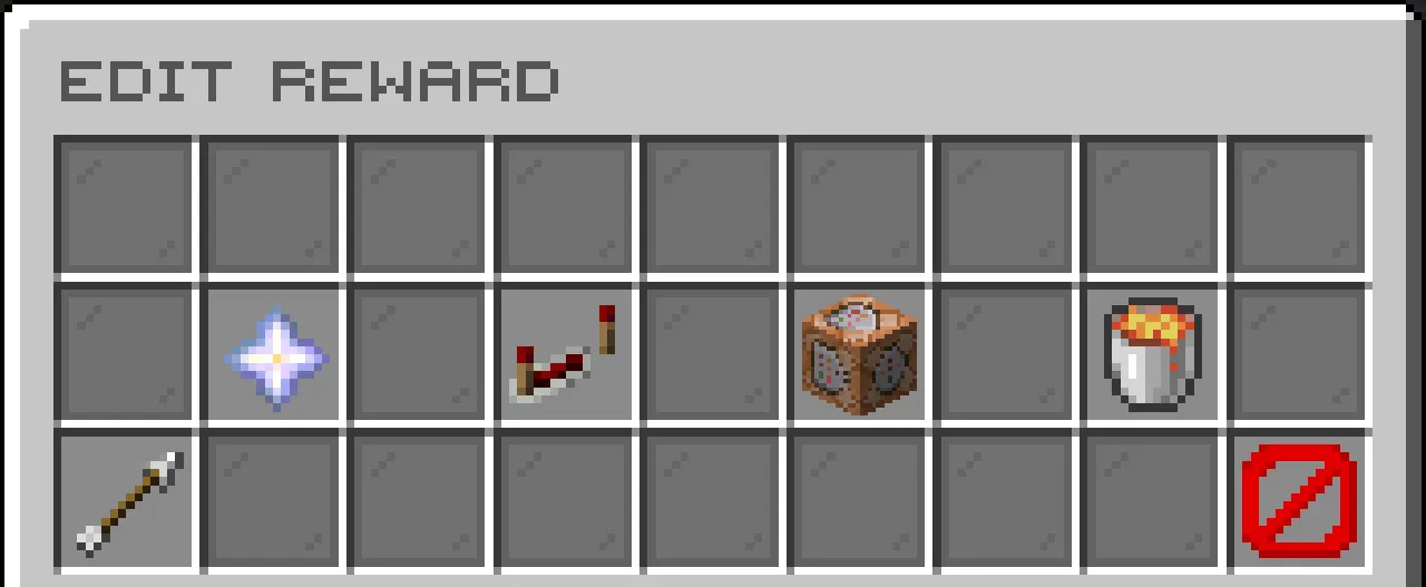 Reward editor showing streak reward command, sender, and delete controls