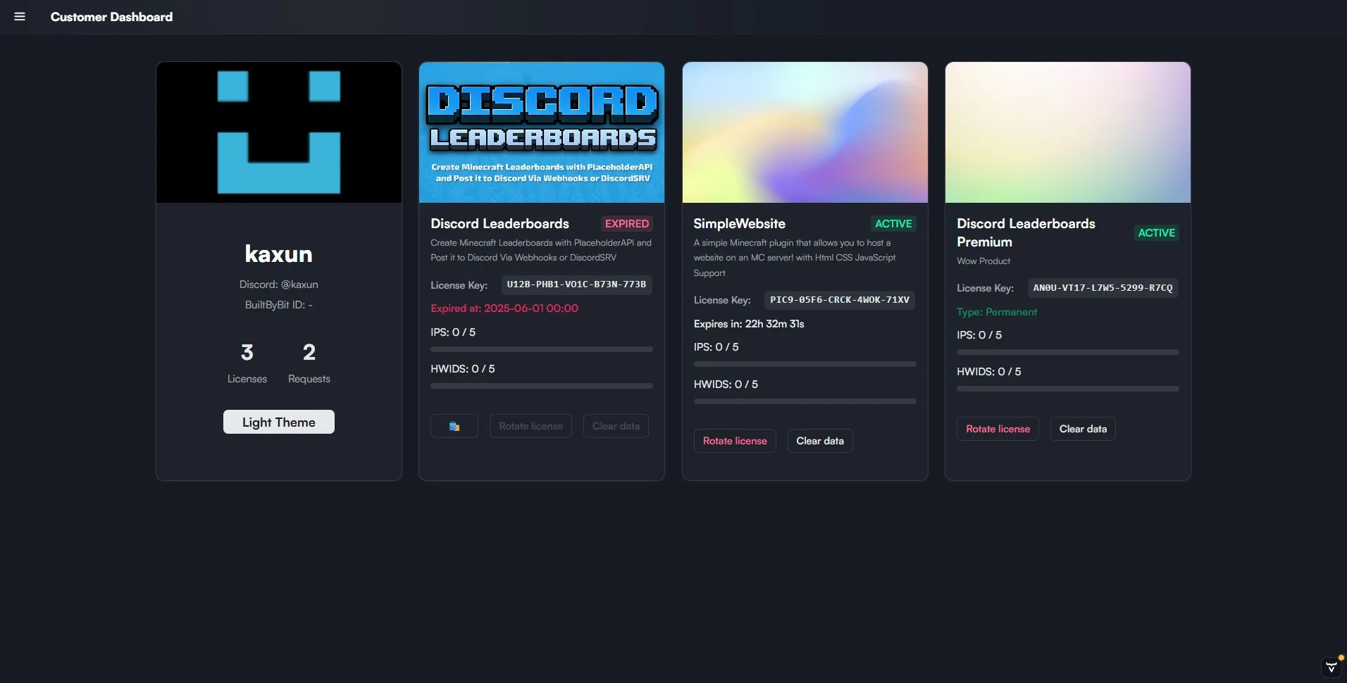 SunLicense | License Management System | BuiltByBit